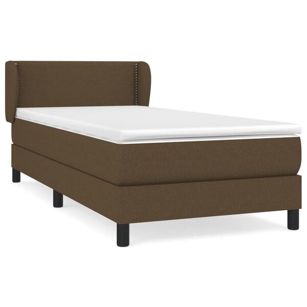 vidaXL Cama box spring con colchón tela marrón oscuro 80x200 cm