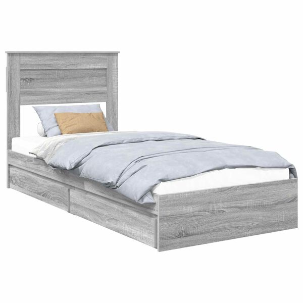 vidaXL Cama con almacenamiento con cabecera Gris Sonoma 100 x 200 cm