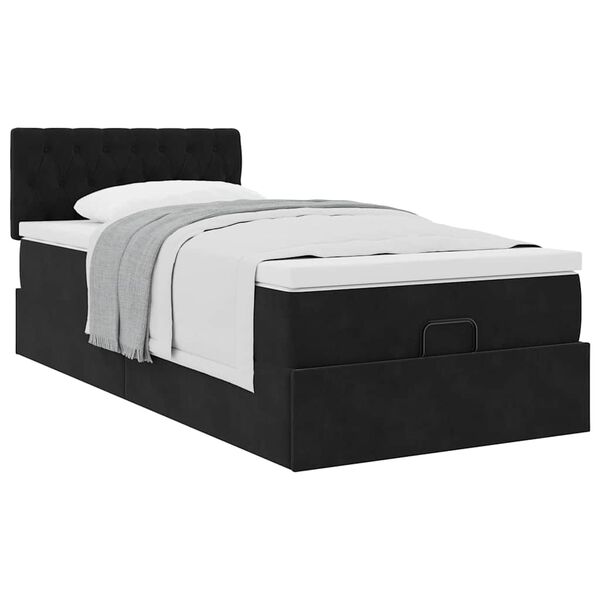 vidaXL Estructura cama otomana colch&oacute;n terciopelo negro 90x200 cm