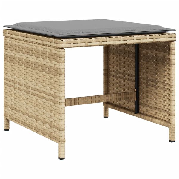 vidaXL Set comedor de jard&iacute;n 11 pzas con cojines rat&aacute;n sint&eacute;tico beige
