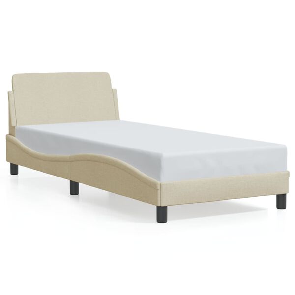 vidaXL Estructura de cama con cabecero Dover tela crema 90x190cm