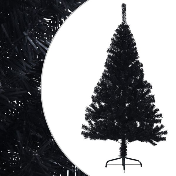 vidaXL Medio &aacute;rbol de Navidad artificial con soporte PVC negro 120 cm