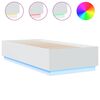 vidaXL Estructura de cama con LED madera ingenier&iacute;a blanco 90x200 cm