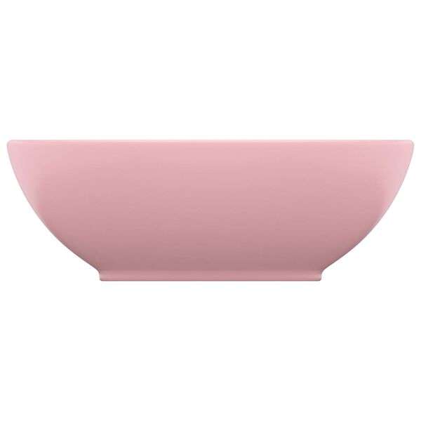 vidaXL Lavabo de lujo ovalado cer&aacute;mica rosa mate 40x33 cm