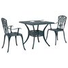vidaXL Conjunto de mesa de jard&iacute;n 3 pcs Verde Aluminio fundido