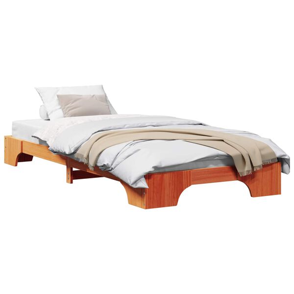 vidaXL Estructura de cama Marr&oacute;n cera 75 x 190 cm