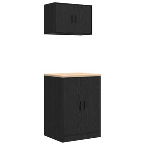 vidaXL Armarios 2 uds para garaje madera de ingenier&iacute;a negro