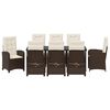 vidaXL Conjunto de Comedor de Jard&iacute;n 9 pcs Marr&oacute;n rat&aacute;n sint&eacute;tico
