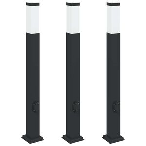 vidaXL Balizas de luz con toma de corriente, 3 unidades, 80 cm, color negro, IP44