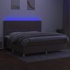 vidaXL Cama box spring colch&oacute;n y luces LED tela gris taupe 200x200 cm