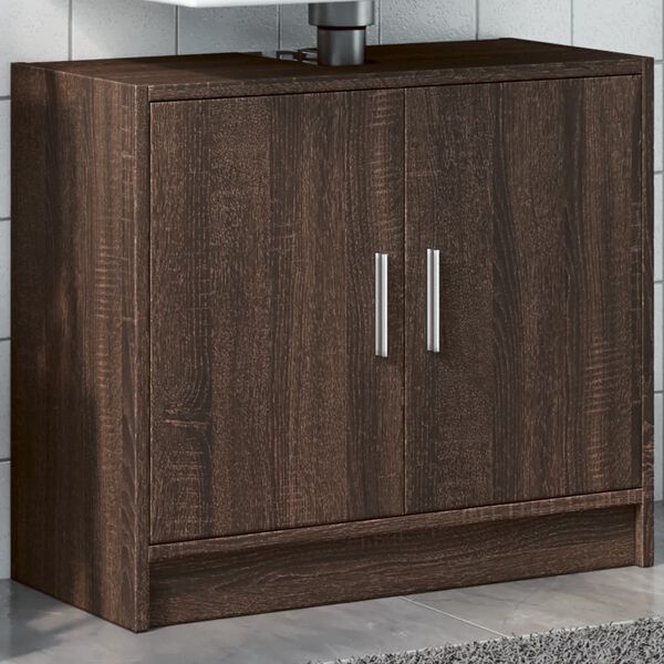 vidaXL Armario de lavabo madera ingenier&iacute;a marr&oacute;n roble 63x29x55 cm