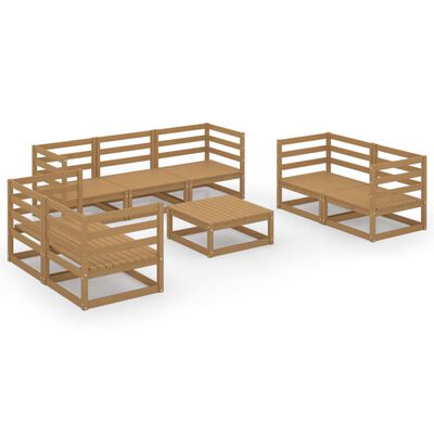 vidaXL Muebles de jardín 8 piezas marrón miel madera madera de pino
