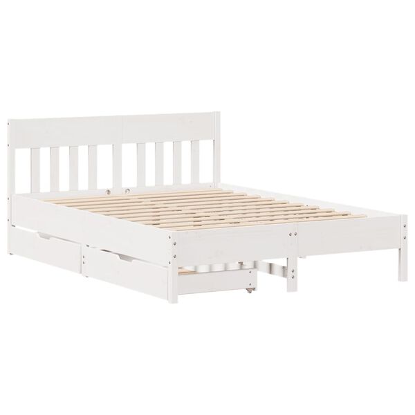 vidaXL Estructura de cama sin colch&oacute;n madera de pino blanca 150x200 cm