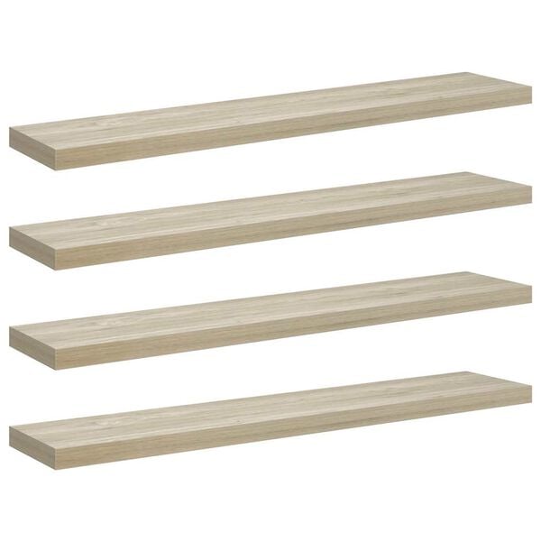 vidaXL Estantes flotantes pared 4 uds MDF color roble 120x23,5x3,8 cm