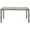 vidaXL Mesa de jardín vidrio templado ratán sintético gris 150x90x75cm