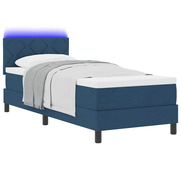 vidaXL Cama tipo Box Spring con colch&oacute;n con LED Azul 80 x 200 cm tela