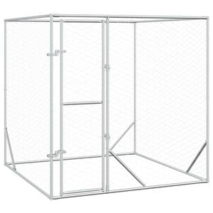 vidaXL Perrera de exterior acero galvanizado plateado 2x2x2 m