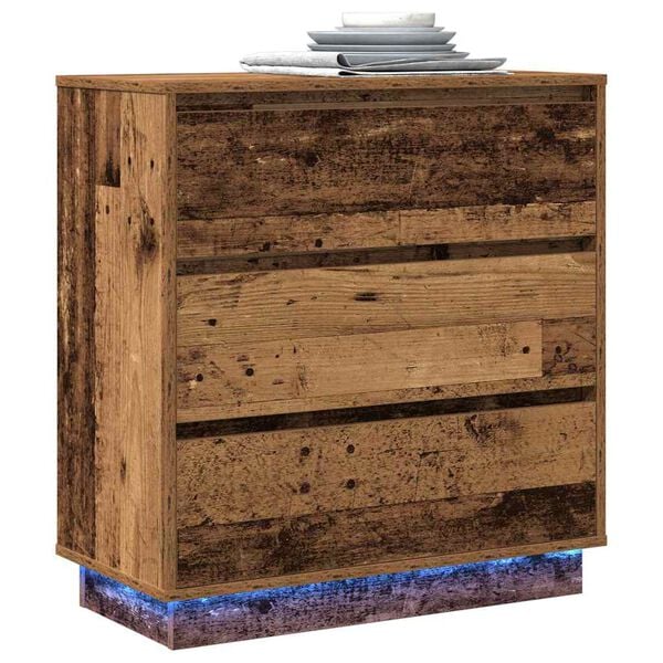 vidaXL Armario de Noche con caj&oacute;n Madera vieja 71 x 34,5 x 75 cm