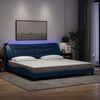 vidaXL Estructura de cama con LED sin colch&oacute;n Hvar tela azul 200x200 cm