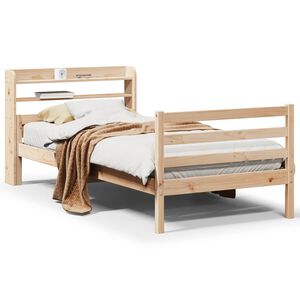 vidaXL Estructura de cama con cabecero madera maciza de pino 90x200 cm