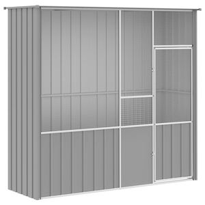 vidaXL Jaula de p&aacute;jaros acero galvanizado gris 215x78x200 cm