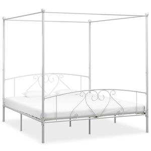 vidaXL Estructura cama con dosel sin colch&oacute;n metal blanco 180x200 cm