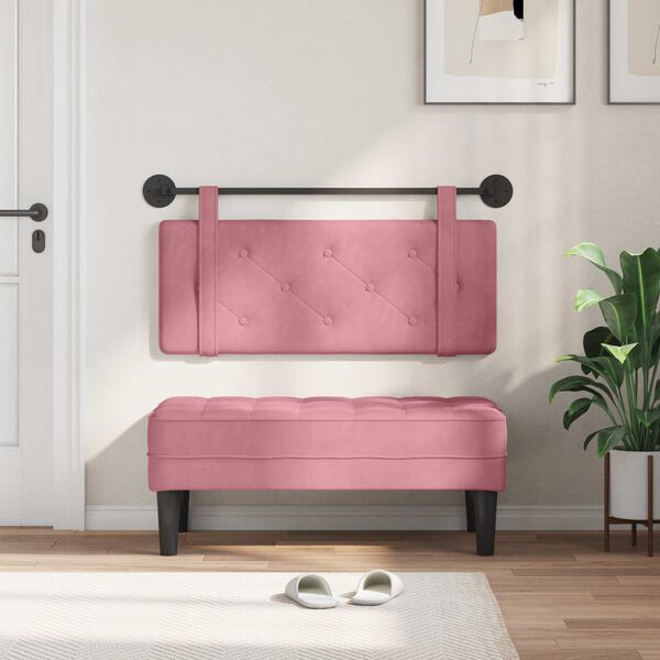 vidaXL Cabecera Colgante Rosa 110 x 55 x 5 cm Terciopelo