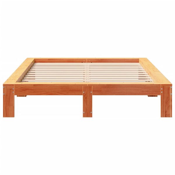 vidaXL Cama sin colch&oacute;n madera maciza de pino marr&oacute;n cera 140x200 cm