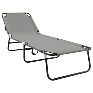 vidaXL Tumbona plegable Gris 188 x 57 x 86,5 cm Poli&eacute;ster