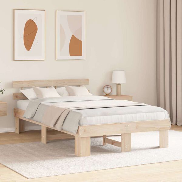 vidaXL Estructura de cama Natural 120 x 200 cm Madera de pino macizo
