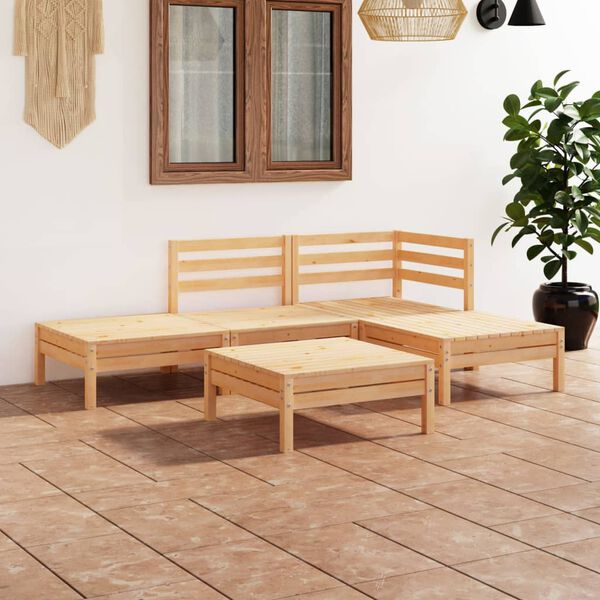 vidaXL Juego de muebles de jard&iacute;n 5 piezas madera maciza pino
