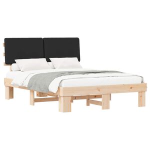 vidaXL Estructura de Cama con Cabecera Tapizada Negro 150 x 200 cm