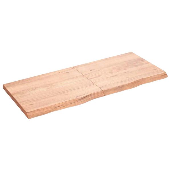 vidaXL Encimera baño madera maciza tratada marrón claro 120x50x(2-4)cm