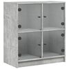 vidaXL Armario auxiliar puertas de vidrio gris hormig&oacute;n 68x37x75,5 cm