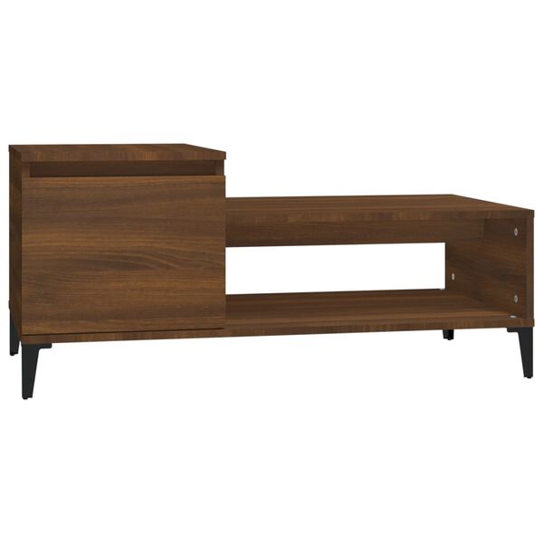 vidaXL Mesa de centro madera contrachapada roble marrón 100x50x45 cm