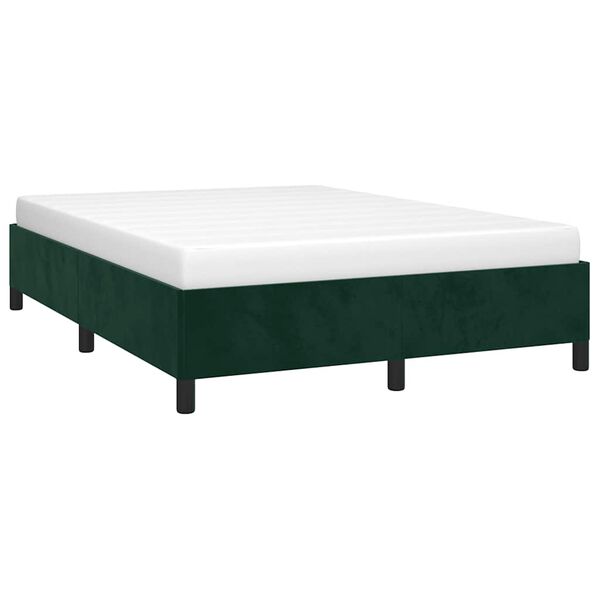 vidaXL Estructura cama sin colch&oacute;n terciopelo verde oscuro 140x190 cm