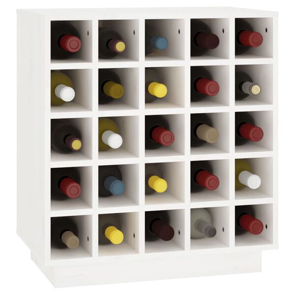 vidaXL Botellero de madera maciza de pino blanco 55,5x34x61 cm