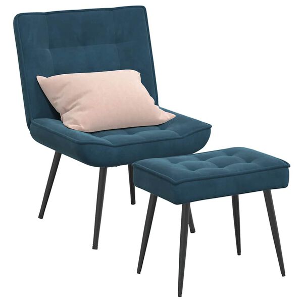 vidaXL Sill&oacute;n de relax con reposapi&eacute;s terciopelo azul