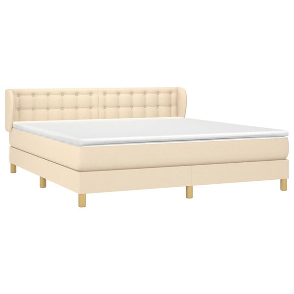 vidaXL Cama box spring con colch&oacute;n tela color crema 180x200 cm