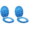 vidaXL Asiento de inodoro de cierre suave 2 uds. Gota azul 44 x 38 cm