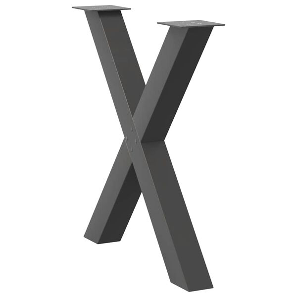 vidaXL Patas para mesa de comedor en forma de X (2 unidades), antracita, 70 x (72-73) cm, acero