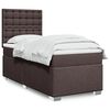vidaXL Cama box spring con colch&oacute;n tela marr&oacute;n oscuro 90x200 cm