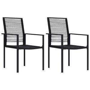 vidaXL Sillas de jard&iacute;n 2 unidades rat&aacute;n de PVC negro