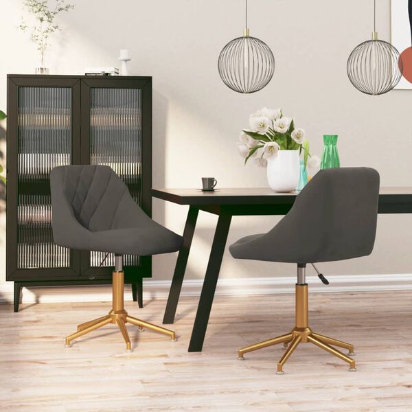vidaXL Sillas de comedor giratorias 2 unidades terciopelo gris oscuro