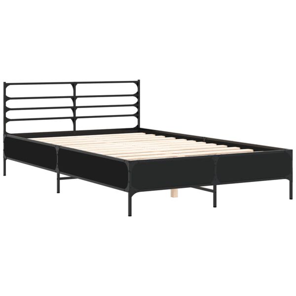 vidaXL Estructura de cama madera de ingenier&iacute;a y metal negro 120x200cm