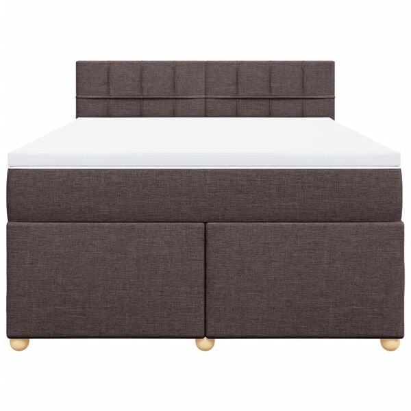 vidaXL Cama box spring con colch&oacute;n tela marr&oacute;n oscuro 160x200 cm