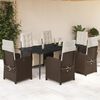vidaXL Set comedor de jard&iacute;n 7 pzas con cojines rat&aacute;n sint&eacute;tico marr&oacute;n