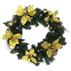 vidaXL Corona de Navidad con luces LED PVC verde 60 cm