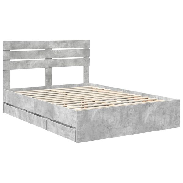 vidaXL Estructura de cama Gris Concreto 160 x 200 cm Madera Ingenieril