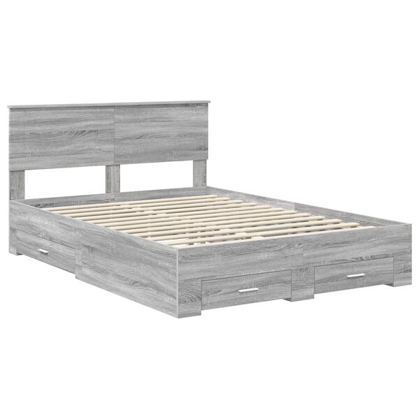 vidaXL Estructura de cama con cabecera Gris Sonoma 140 x 200 cm